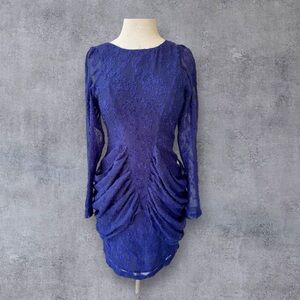 NWT bYSI Shaggy Purple Wiggle Dress Sz S Low Back Vtg Inspo Sheer Sexy
